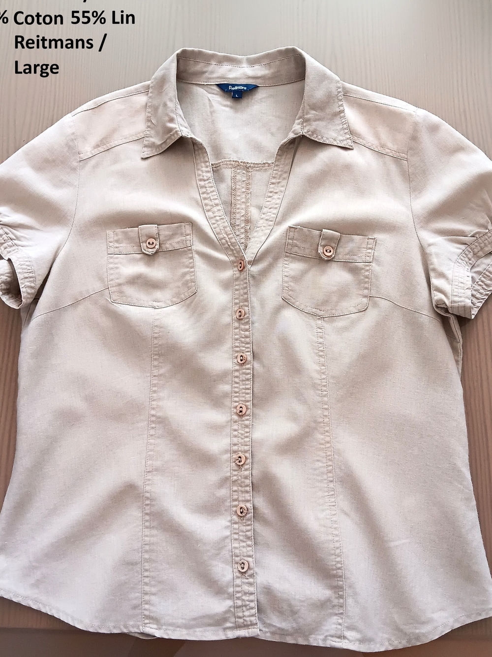 Reitmans Light Beige Linen-Cotton Shirt - Women
